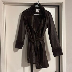 Brown pleather coat